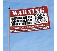 Drapeau pour dortoir amusant « Beware of Anatolian Shepherd » - Décoration de bar pour la maison (120 x 180 cm)