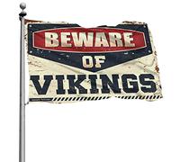 Drapeau pour dortoir amusant « Beware of Vikings » - Décoration de bar pour la maison - 152 x 244 cm