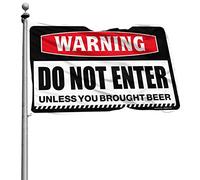 Drapeau pour dortoir avec avertissement amusant « Do Not Enter Unless You Brought Beer » Décoration de bar pour la maison (60 x 90 cm)