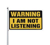 Drapeau pour dortoir avec avertissement amusant « I'm Not Listening » - Affiches cool pour les gars - Drapeaux amusants (120 x 180 cm)