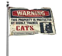 Drapeau pour dortoir avec avertissement amusant « This Property Is Protected By A Highly Trained Cat Flag Man Cave Decoration Garden Flag » (30 x 45 cm)