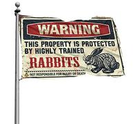 Drapeau pour dortoir avec avertissement amusant « This Property Is Protected By A Highly Trained Rabbits » Drapeau Man Cabe Decor For Man Cave (60 x 90 cm)