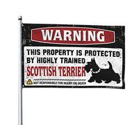 Drapeau pour dortoir avec avertissement amusant « This Property Is Protected By A Highly Trained Scottish Terrier Flag Man Cabe Decor For Man Cave » (152 x 244 cm)