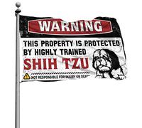 Drapeau pour dortoir - Avertissement amusant : cette propriété est protégée par un drapeau Shih Tzu hautement qualifié - Décoration de bar pour la maison (30 x 45 cm)