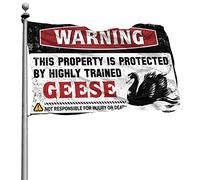 Drapeau pour dortoir - Avertissement amusant : cette propriété est protégée par une oie hautement qualifiée - Décoration de bar pour la maison - 152 x 244 cm