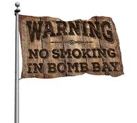 Drapeau pour dortoir, avertissement amusant interdiction de fumer à Bomb Bay, affiches cool pour gars drapeaux amusants (120 x 180 cm)