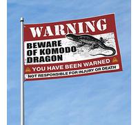 Drapeau pour dortoir drôle Beware of Komodo Dragon Drapeaux cool pour gars (60 x 90 cm)