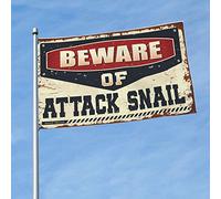 Drapeau pour dortoir humoristique « Beware of Attack » - Affiche d'escargot pour gars - Décoration amusante de terrasse (60 x 90 cm)
