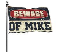 Drapeau pour dortoir humoristique « Beware of Mike » - Décoration de cabane pour homme (152 x 244 cm)