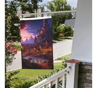 Drapeau pour extérieur - 0,9 x 0,6 m - Robuste - Pour intérieur et extérieur - Résistant à la décoloration - Bannière murale de ville fantastique avec œillets - Drapeaux de bienvenue pour fête