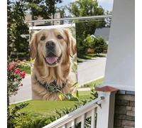 Drapeau pour extérieur - 0,9 x 0,6 m - Robuste - Pour intérieur et extérieur - Résistant à la décoloration - Bannière murale Golden Retriever avec œillets - Drapeaux de bienvenue pour fête saisonnière