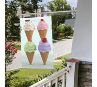 Drapeau pour extérieur - 0,9 x 0,6 m - Robuste - Pour intérieur et extérieur - Résistant à la décoloration - Cônes de crème glacée - Bannière murale avec œillets - Drapeaux de bienvenue pour fête