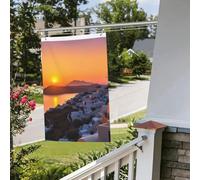 Drapeau pour extérieur - 0,9 x 0,6 m - Robuste - Pour intérieur et extérieur - Résistant à la décoloration - Drapeau de maison, île Grèce, coucher de soleil - Bannières murales avec œillets - Drapeaux