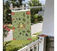 Drapeau pour extérieur - 0,9 x 0,6 m - Robuste - Pour intérieur et extérieur - Résistant à la décoloration - Motif grenouilles et champignons - Bannière murale avec œillets - Drapeaux de bienvenue