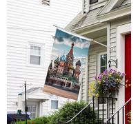 Drapeau pour extérieur - 0,9 x 1,5 m - Robuste - Pour intérieur et extérieur - Pour tous les temps - Drapeau de la cathédrale Saint-Basile - Rouge à Moscou - Drapeau de bienvenue - Drapeau de maison