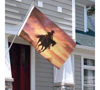 Drapeau pour extérieur - 0,9 x 1,5 m - Robuste - Pour intérieur et extérieur - Résistant à la décoloration - Bannières murales de cowboy West avec œillets - Drapeaux de bienvenue pour fête saisonnière