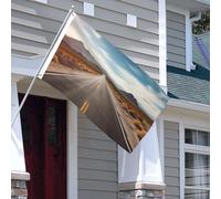 Drapeau pour extérieur - 0,9 x 1,5 m - Robuste - Pour intérieur et extérieur - Résistant à la décoloration - Drapeau de maison - Paysage du désert - Bannières murales avec œillets - Drapeaux de