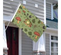 Drapeau pour extérieur - 0,9 x 1,5 m - Robuste - Pour intérieur et extérieur - Résistant à la décoloration - Motif grenouilles et champignons - Bannière murale avec œillets - Drapeaux de bienvenue