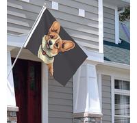 Drapeau pour extérieur - 1,2 x 1,8 m - Drapeaux de jardin résistants - Pour intérieur et extérieur - Pour toutes les saisons - Illustration de chien corgi mignon - Drapeau de bienvenue - Drapeau de