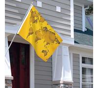 Drapeau pour extérieur - 1,2 x 1,8 m - Robuste - Pour intérieur et extérieur - Pour jardin - Jaune - Carte du monde - Drapeau de bienvenue - Drapeau double face avec œillets en laiton - Bannières pour