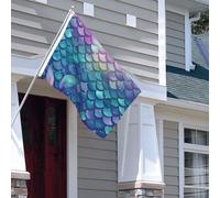 Drapeau pour extérieur - 1,2 x 1,8 m - Robuste - Pour intérieur et extérieur - Pour jardin - Nénuphar - Écailles de sirène - Drapeau de bienvenue - Drapeau double face avec œillets en laiton
