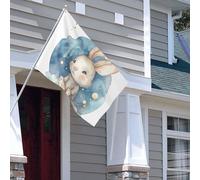 Drapeau pour extérieur - 1,2 x 1,8 m - Robuste - Pour intérieur et extérieur - Pour jardin - Peint - Lapin - Drapeau de bienvenue - Drapeau double face avec œillets en laiton - Bannières pour fête