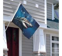 Drapeau pour extérieur - 1,2 x 1,8 m - Robuste - Pour intérieur et extérieur - Pour jardin - Pour tous les temps - Grand requin blanc - Drapeau de bienvenue - Drapeau double face avec œillets en