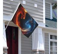 Drapeau pour extérieur - 1,2 x 1,8 m - Robuste - Pour intérieur et extérieur - Pour jardin - Pour tous les temps - Dragons de bienvenue - Drapeau de bienvenue - Drapeau de maison double face avec