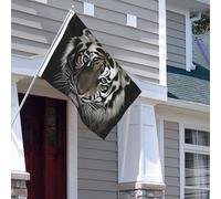 Drapeau pour extérieur - 1,2 x 1,8 m - Robuste - Pour intérieur et extérieur - Pour jardin - Pour toutes les saisons - Tigre noir et blanc - Drapeau de bienvenue - Drapeau de maison double face avec