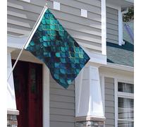 Drapeau pour extérieur - 1,2 x 1,8 m - Robuste - Pour intérieur et extérieur - Pour jardin - Pour toutes les saisons - Motif écailles de poisson bleu - Drapeau de bienvenue - Drapeau de maison double