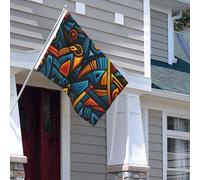 Drapeau pour extérieur - 1,2 x 1,8 m - Robuste - Pour intérieur et extérieur - Pour jardin - Style africain - Motif textile - Drapeau de bienvenue - Drapeau double face avec œillets en laiton
