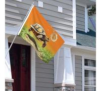 Drapeau pour extérieur - 1,2 x 1,8 m - Robuste - Pour intérieur et extérieur - Pour jardin - Tortue sautant - Drapeau de bienvenue - Drapeau double face avec œillets en laiton - Bannières pour fête