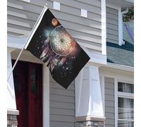 Drapeau pour extérieur - 1,2 x 1,8 m - Robuste - Pour intérieur et extérieur - Pour tous les temps - Attrape-rêves et étoiles - Drapeau de bienvenue - Drapeau de maison double face avec œillets en