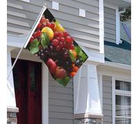 Drapeau pour extérieur - 1,2 x 1,8 m - Robuste - Pour intérieur et extérieur - Pour tous les temps - Drapeau de jardin - Drapeau de bienvenue aux fruits frais - Drapeau double face avec œillets en