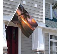 Drapeau pour extérieur - 1,2 x 1,8 m - Robuste - Pour intérieur et extérieur - Pour tous les temps - Drapeaux de jardin - Palmier - Coucher de soleil - Plage - Drapeau de bienvenue - Drapeau double