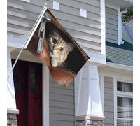 Drapeau pour extérieur - 1,2 x 1,8 m - Robuste - Pour intérieur et extérieur - Pour tous les temps - Drapeaux de jardin - Jeté de chat hors de la poche en cuir à fermeture éclair - Drapeau de