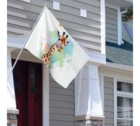 Drapeau pour extérieur - 1,2 x 1,8 m - Robuste - Pour intérieur et extérieur - Pour tous les temps - Illustration artistique de girafe - Drapeau de bienvenue - Drapeau de maison double face avec