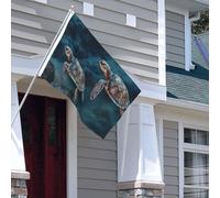 Drapeau pour extérieur - 1,2 x 1,8 m - Robuste - Pour intérieur et extérieur - Pour tous les temps - Tortue nageant dans la mer - Drapeau de bienvenue - Drapeau de maison double face avec œillets en