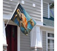 Drapeau pour extérieur - 1,2 x 1,8 m - Robuste - Pour intérieur et extérieur - Pour tous les temps - Tortue nageant dans la mer - Drapeau de bienvenue - Drapeau de maison double face avec œillets en