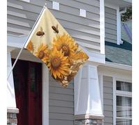 Drapeau pour extérieur - 1,2 x 1,8 m - Robuste - Pour intérieur et extérieur - Pour toutes les saisons - Abeille et tournesols - Drapeau de bienvenue - Drapeau de maison double face avec œillets en
