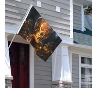 Drapeau pour extérieur - 1,2 x 1,8 m - Robuste - Pour intérieur et extérieur - Pour toutes les saisons - Ampoule de bienvenue - Drapeau de maison double face avec œillets en laiton - Bannières pour