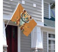Drapeau pour extérieur - 1,2 x 1,8 m - Robuste - Pour intérieur et extérieur - Pour toutes les saisons - Année du tigre - Drapeau de bienvenue amusant - Drapeau de cour double face avec œillets en