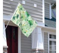 Drapeau pour extérieur - 1,2 x 1,8 m - Robuste - Pour intérieur et extérieur - Pour toutes les saisons - Aquarelle - Fleurs vertes - Drapeau de bienvenue - Drapeau de maison double face avec œillets