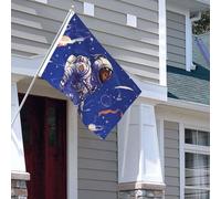 Drapeau pour extérieur - 1,2 x 1,8 m - Robuste - Pour intérieur et extérieur - Pour toutes les saisons - Astronaute noir sur bleu - Drapeau de bienvenue - Drapeau de maison double face avec œillets en