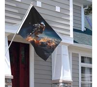 Drapeau pour extérieur - 1,2 x 1,8 m - Robuste - Pour intérieur et extérieur - Pour toutes les saisons - Astronaute volant dans l'espace - Drapeau de bienvenue - Drapeau de maison double face avec