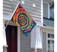 Drapeau pour extérieur - 1,2 x 1,8 m - Robuste - Pour intérieur et extérieur - Pour toutes les saisons - Coloré - En spirale - Teinture par nœuds - Drapeau de bienvenue double face avec œillets en