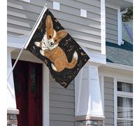 Drapeau pour extérieur - 1,2 x 1,8 m - Robuste - Pour intérieur et extérieur - Pour toutes les saisons - Corgi qui aime la musique - Drapeau de bienvenue - Drapeau de maison double face avec œillets
