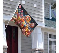 Drapeau pour extérieur - 1,2 x 1,8 m - Robuste - Pour intérieur et extérieur - Pour toutes les saisons - Couleur bonbon - Drapeau de bienvenue - Drapeau de maison double face avec œillets en laiton