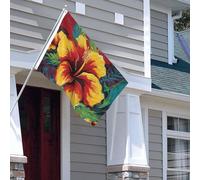 Drapeau pour extérieur - 1,2 x 1,8 m - Robuste - Pour intérieur et extérieur - Pour toutes les saisons - Drapeau de jardin coloré hibiscus - Drapeau de bienvenue - Drapeau double face avec œillets en