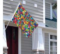 Drapeau pour extérieur - 1,2 x 1,8 m - Robuste - Pour intérieur et extérieur - Pour toutes les saisons - Formes géométriques vives - Drapeau de bienvenue - Drapeau de maison double face avec œillets